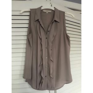 Loft Gray Ruffle Tank Top